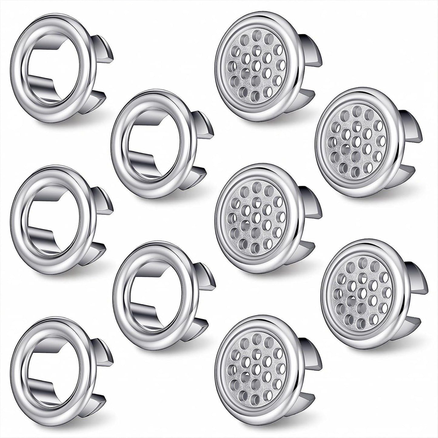 10 Anillos Desbordamiento Fregadero Plástico Plateado Universal
