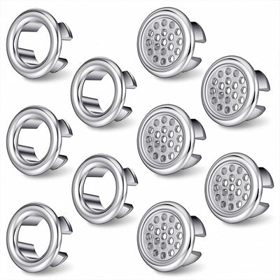 10 Anillos Desbordamiento Fregadero Plástico Plateado Universal