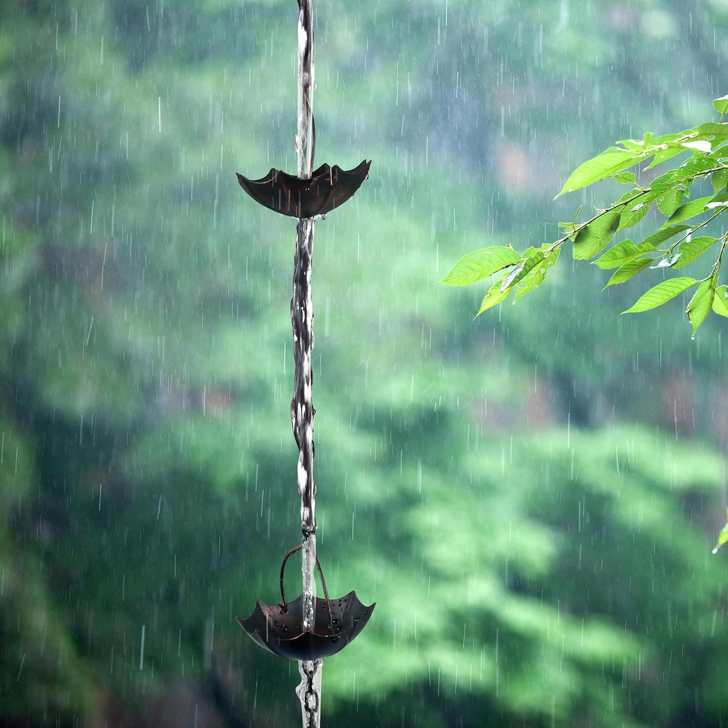 Cadenas lluvia ajustables 12.5ft 12 tazas forma paraguas