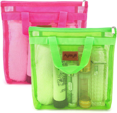 2 bolsas malla para ducha con cremallera organiz. viaje