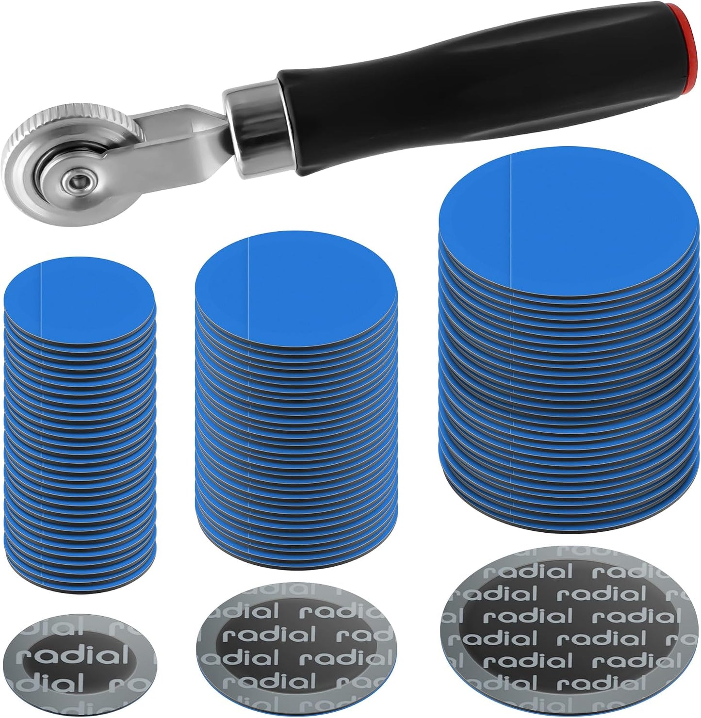 Kit reparación neumáticos 91 pzas con rodillo parche 32-42mm