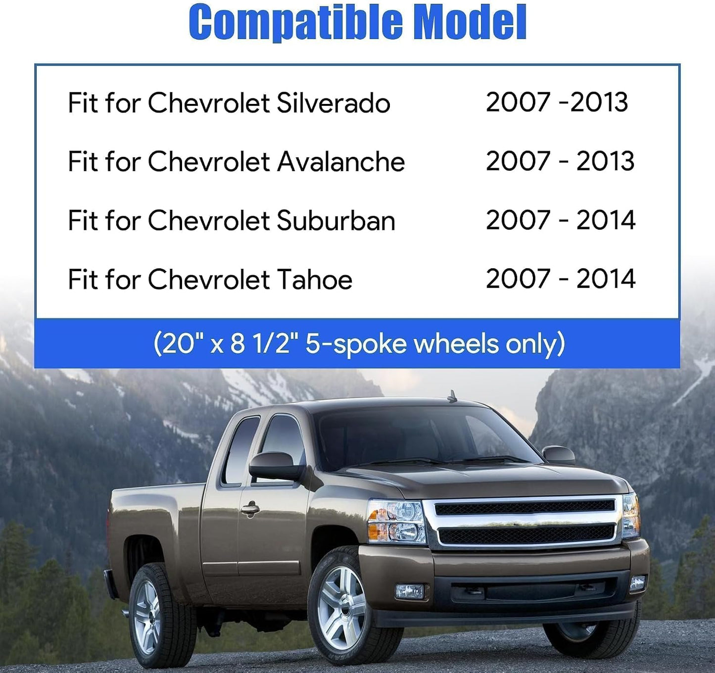 4 Tapas Rueda Aluminio Pulido para Chevy Silverado 07-14
