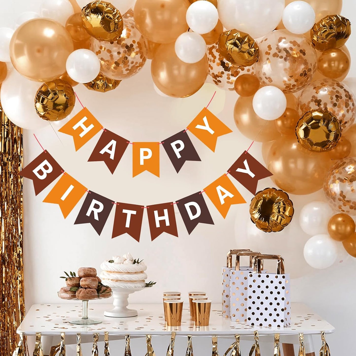 Banner feliz cumpleaños marrón para niños mujer decoración fiesta