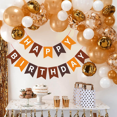 Banner feliz cumpleaños marrón para niños mujer decoración fiesta