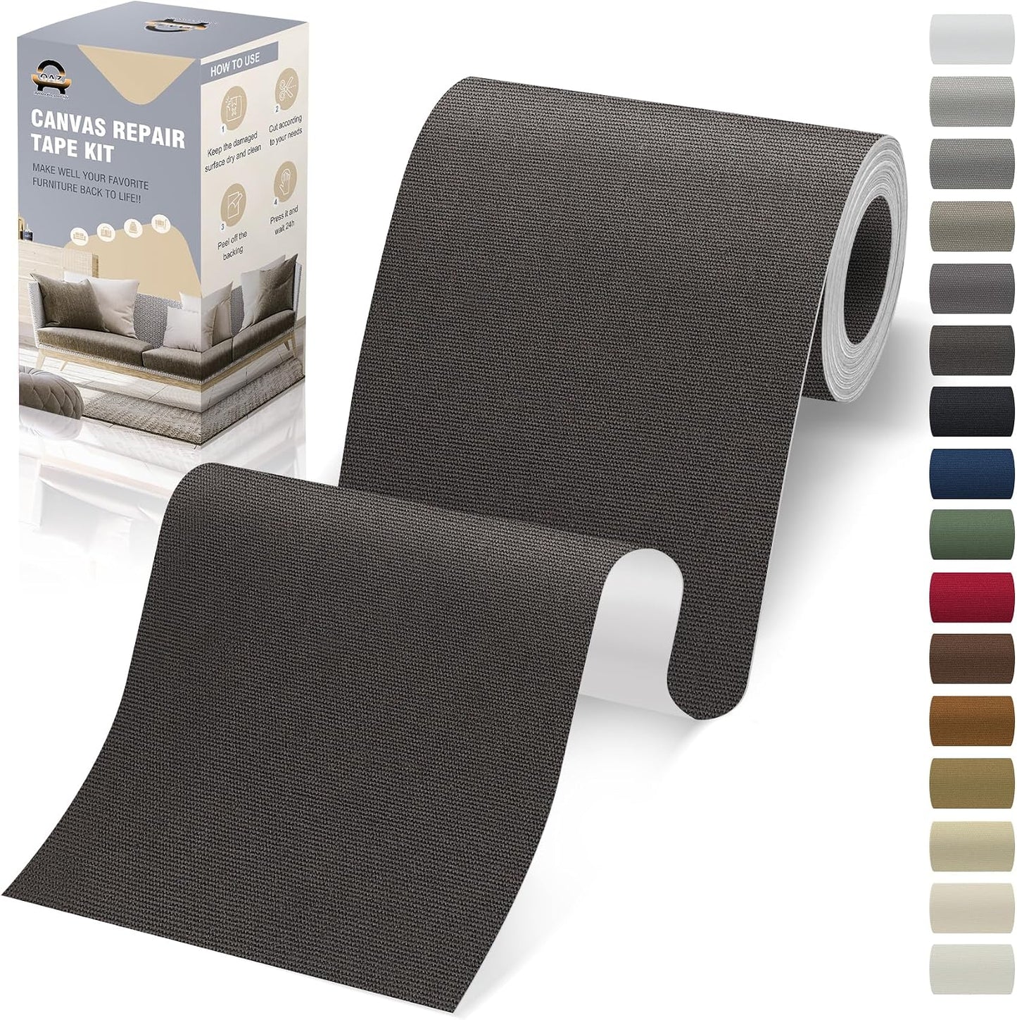 Cinta reparación lona autoadhesiva parche negro gris 4x79pulg