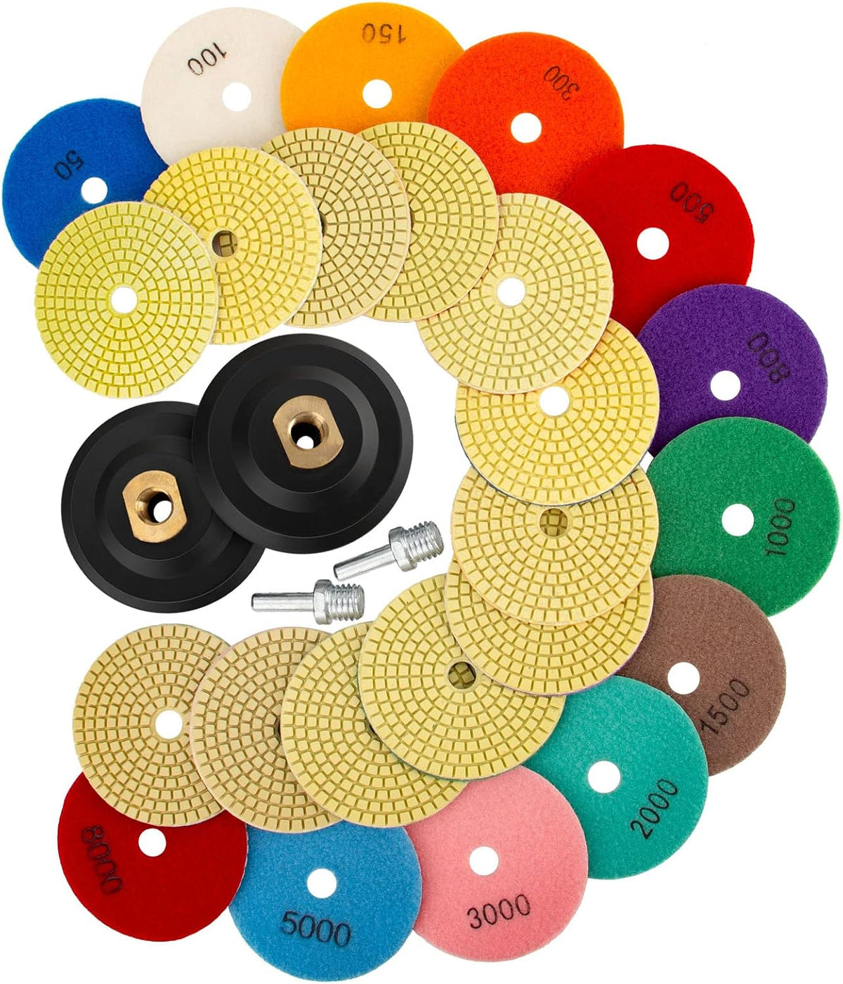 14 Almohadillas Pulido Diamante 4pulg 5/8pulg 50-8000 Grano