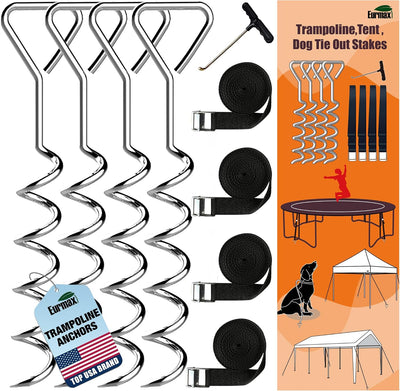 Kit 4 estacas trampolín acero forma sacacorchos color