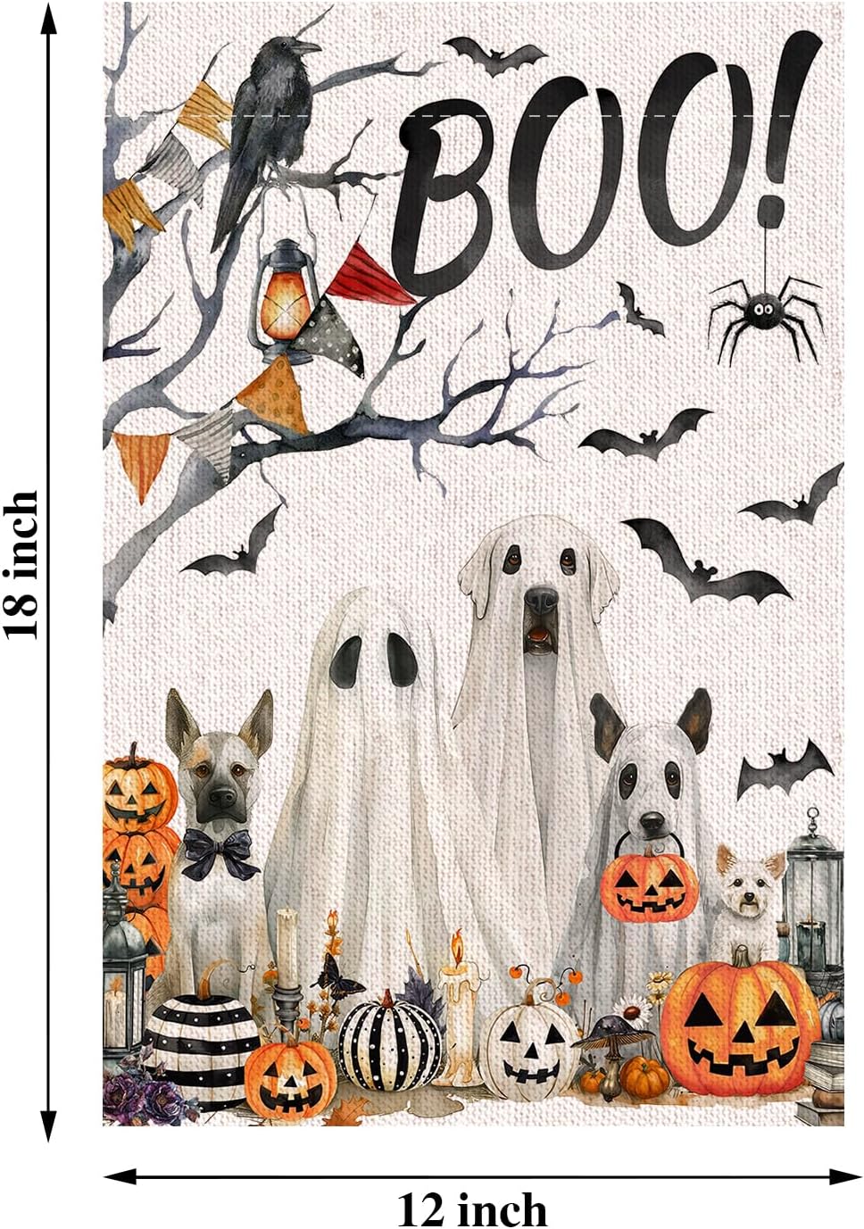 Bandera Halloween doble cara perro fantasma 12x18"