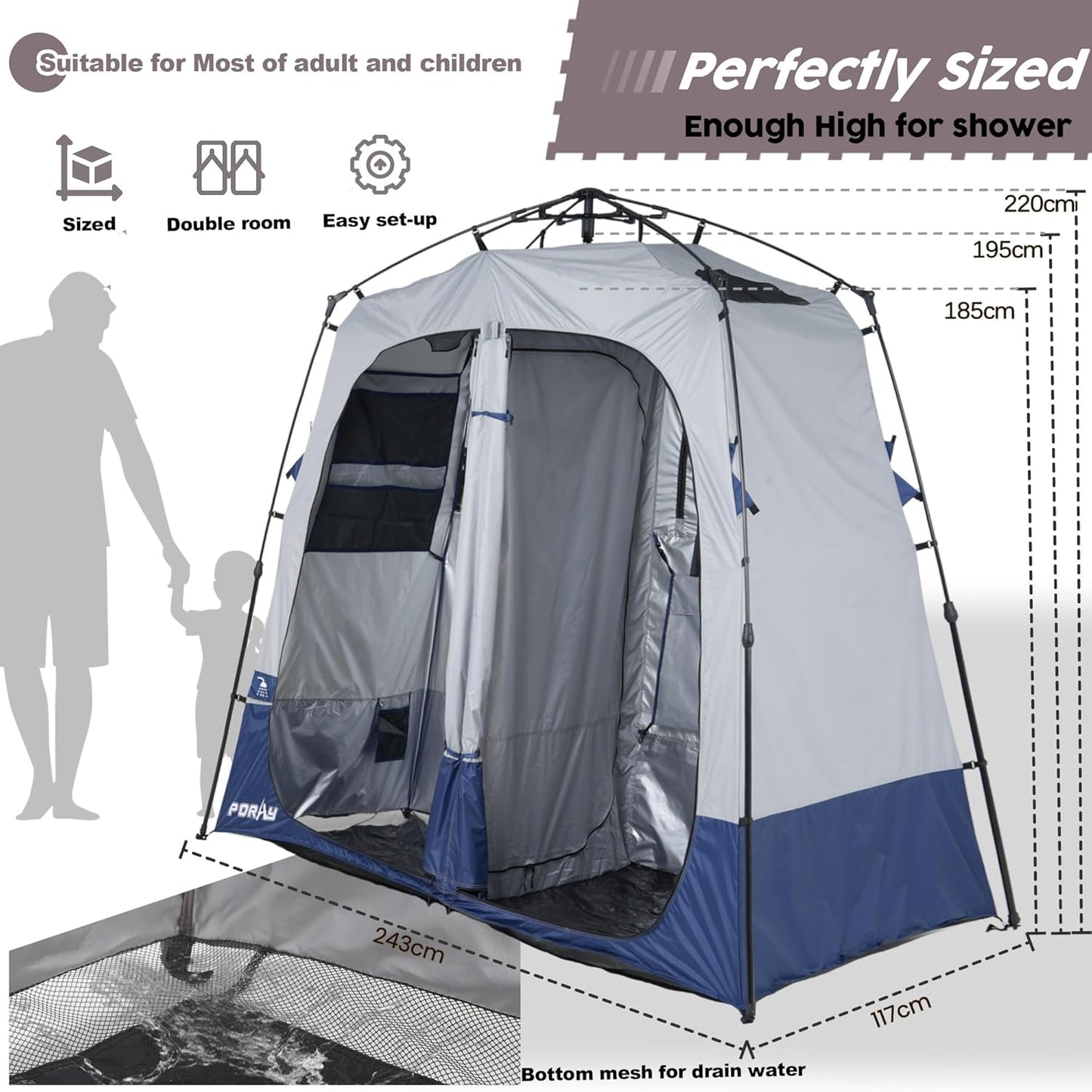 Tenda ducha camping con suelo drenaje playa