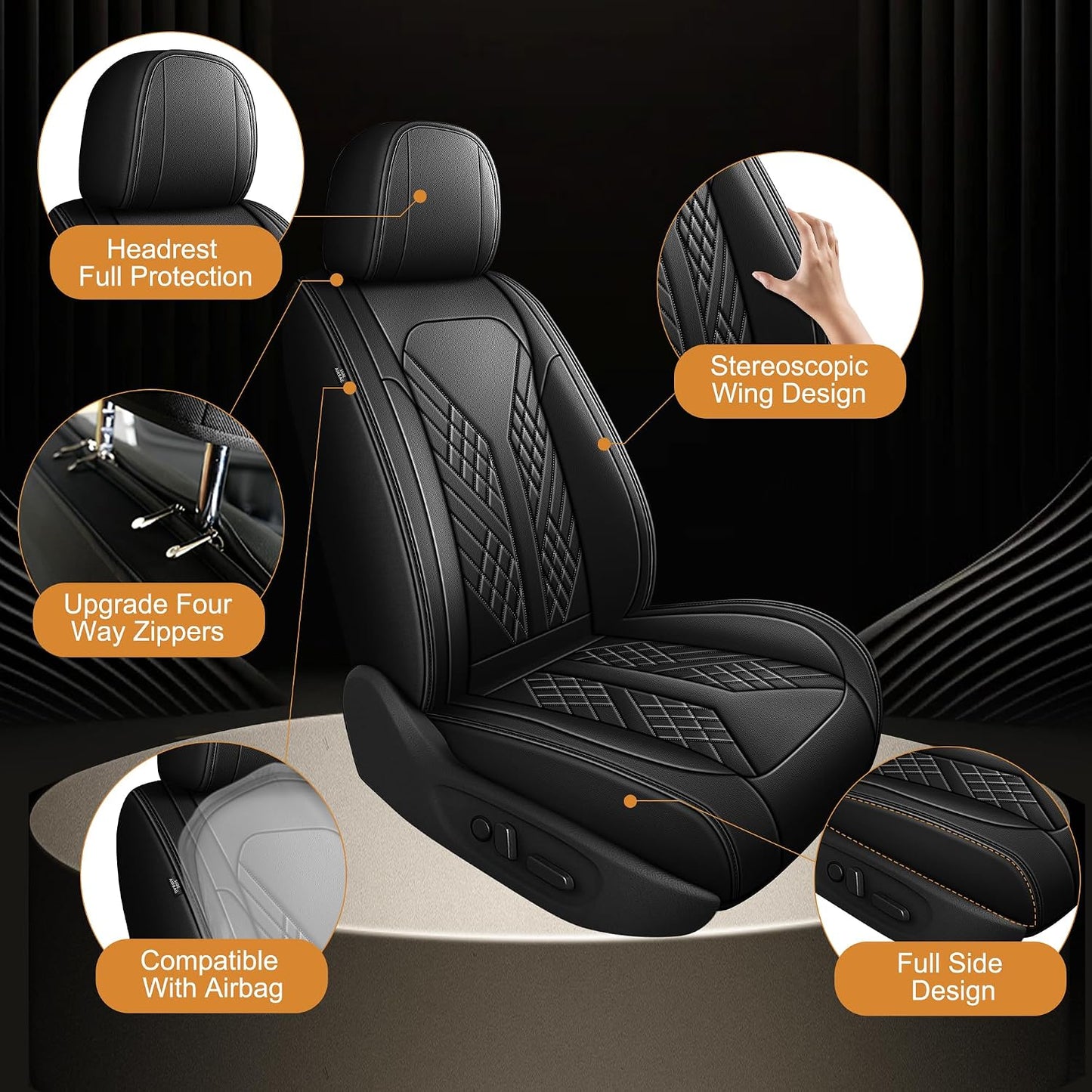 Fundas asiento Nissan Rogue Sport 17-22 piel sintética negro