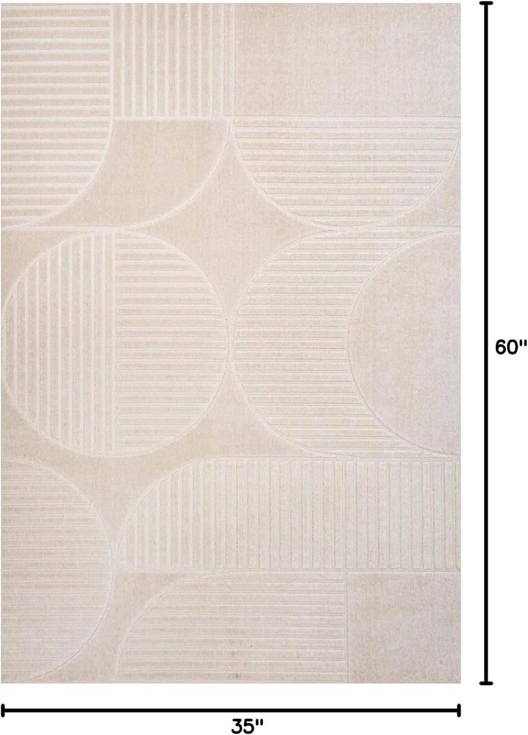 Alfombra Rayas Marfil 3x5 para Interior/Exterior