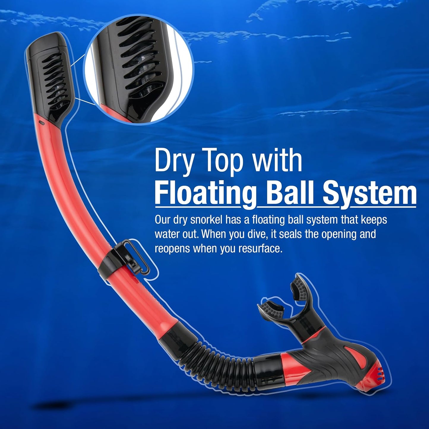 Snorkel seco con boquilla silicona y válvula purga