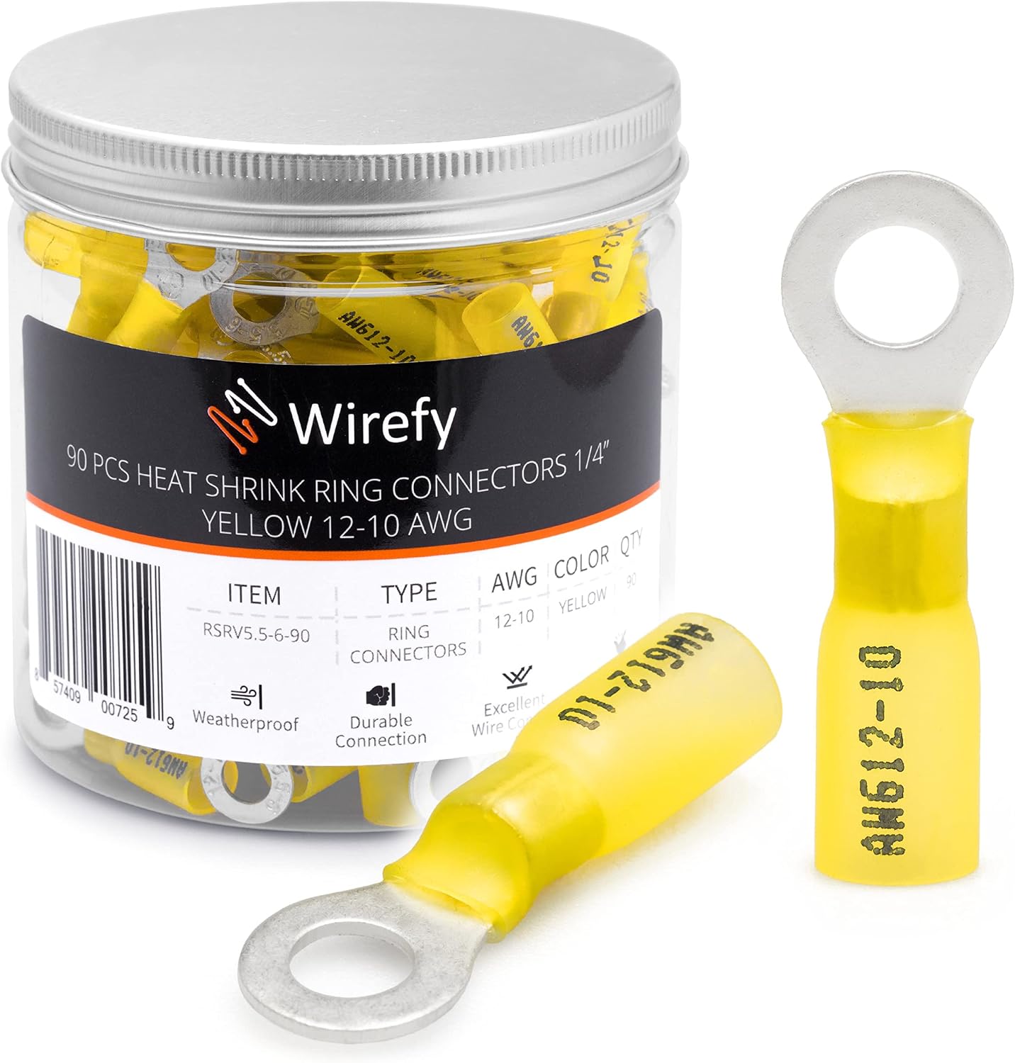 Conectores alambre amarillo 1/4pulg 10-12 AWG