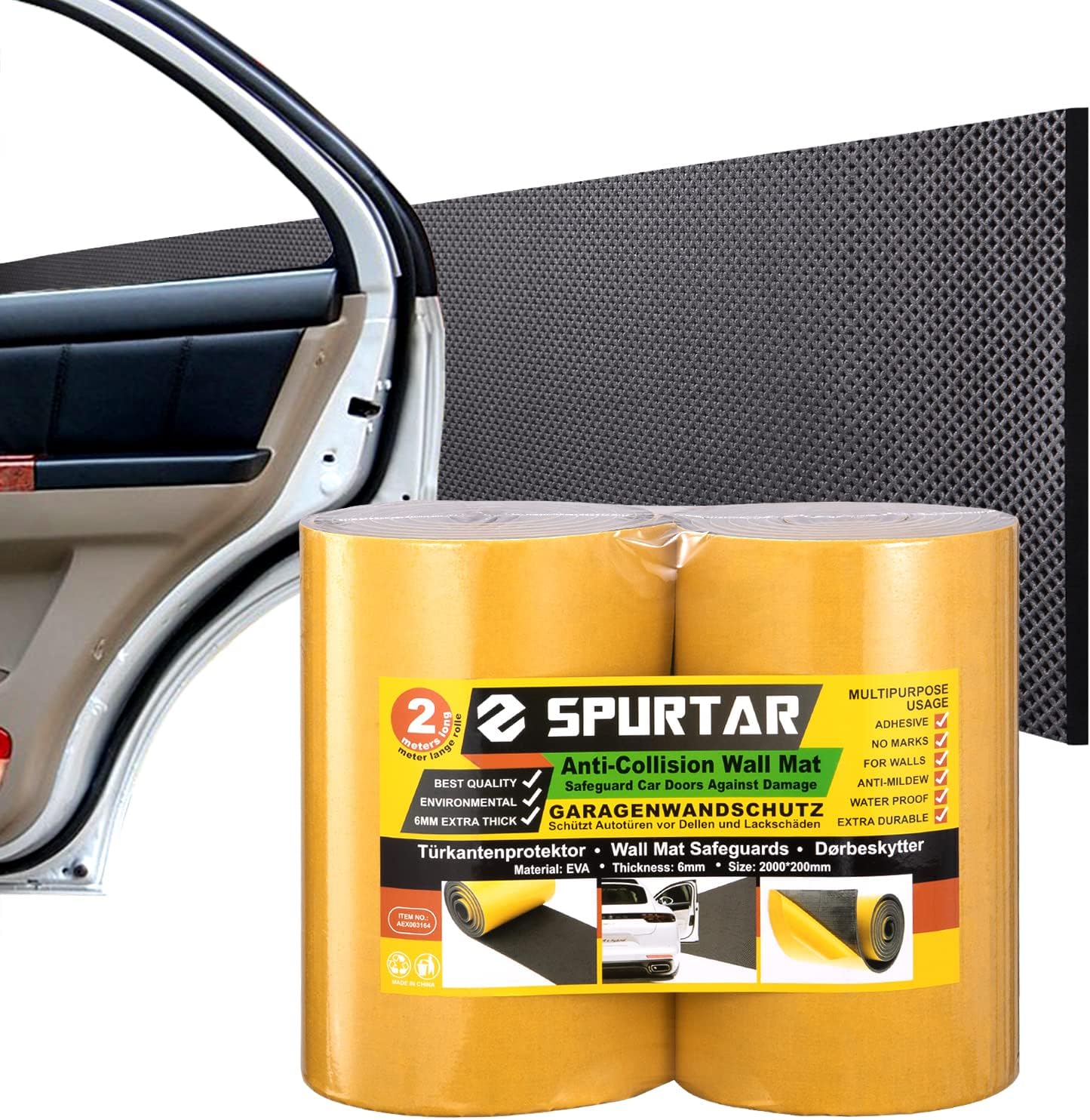 Protector pared garaje espuma 79x8pulg pack 2 negro