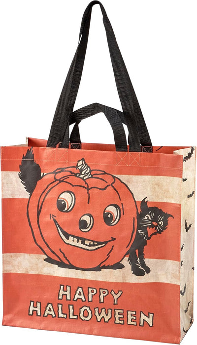 Bolsa mercado Halloween gato linterna diseño vintage