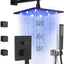 Grifo ducha lluvia 12pulg 6 rociadores LED negro mate