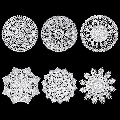 Mantel individual de ganchillo vintage blanco de 6 pulgadas