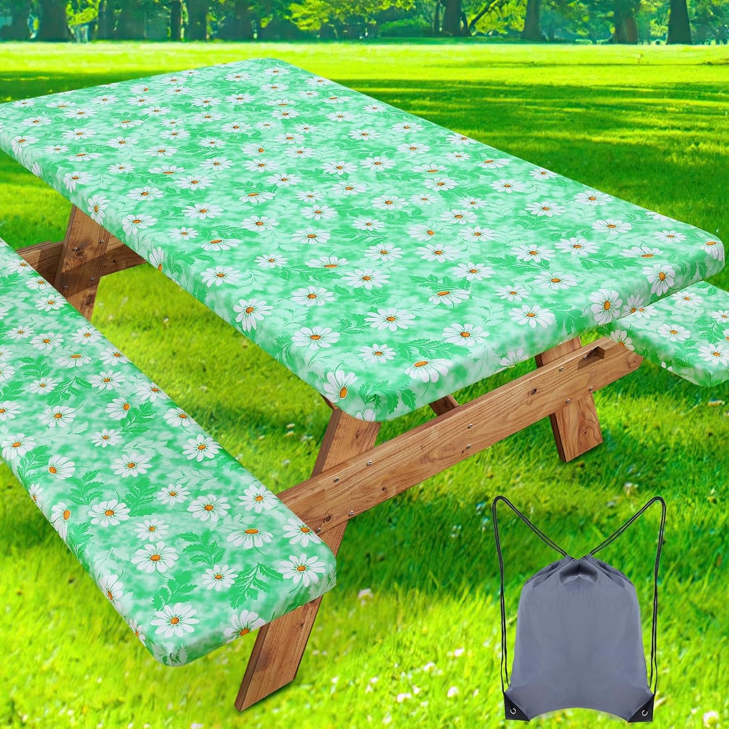 Mantel picnic elástico impermeable para mesa 8ft poliéster