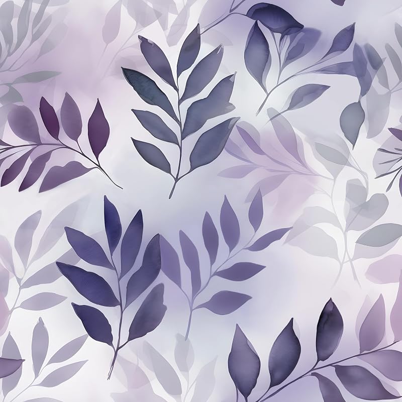 Papel pintado vintage Purple Leaf 17.5x393.5" autoadhesivo