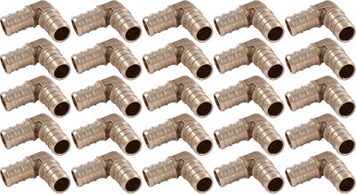 Codo 90 grados pack 25 accesorios plomería latón PEX