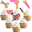 36 Adornos Cupcakes Temática Barbería Purpurina Dorada