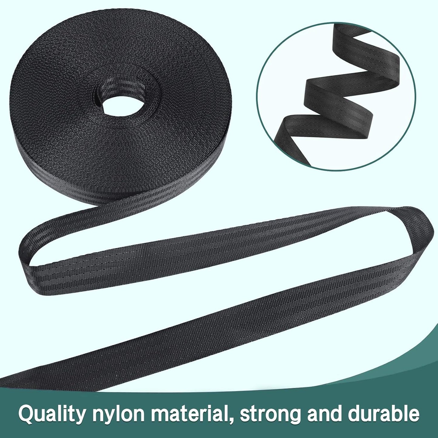 Correa soporte árboles cuerda nailon 65ftx1pulg 2200lb negro