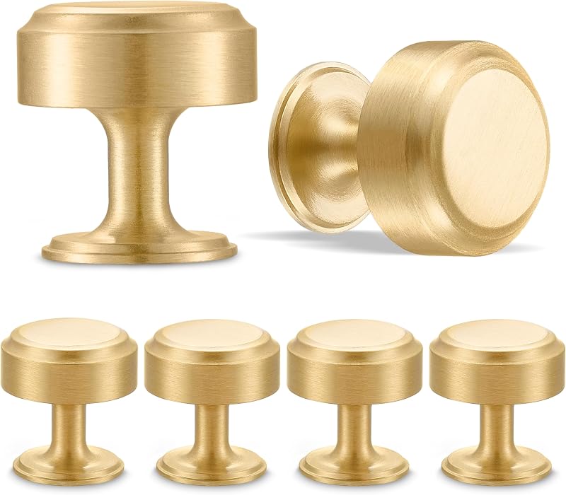 6 Pomos Latón Macizo Redondos 1pulg Cajones Cocina