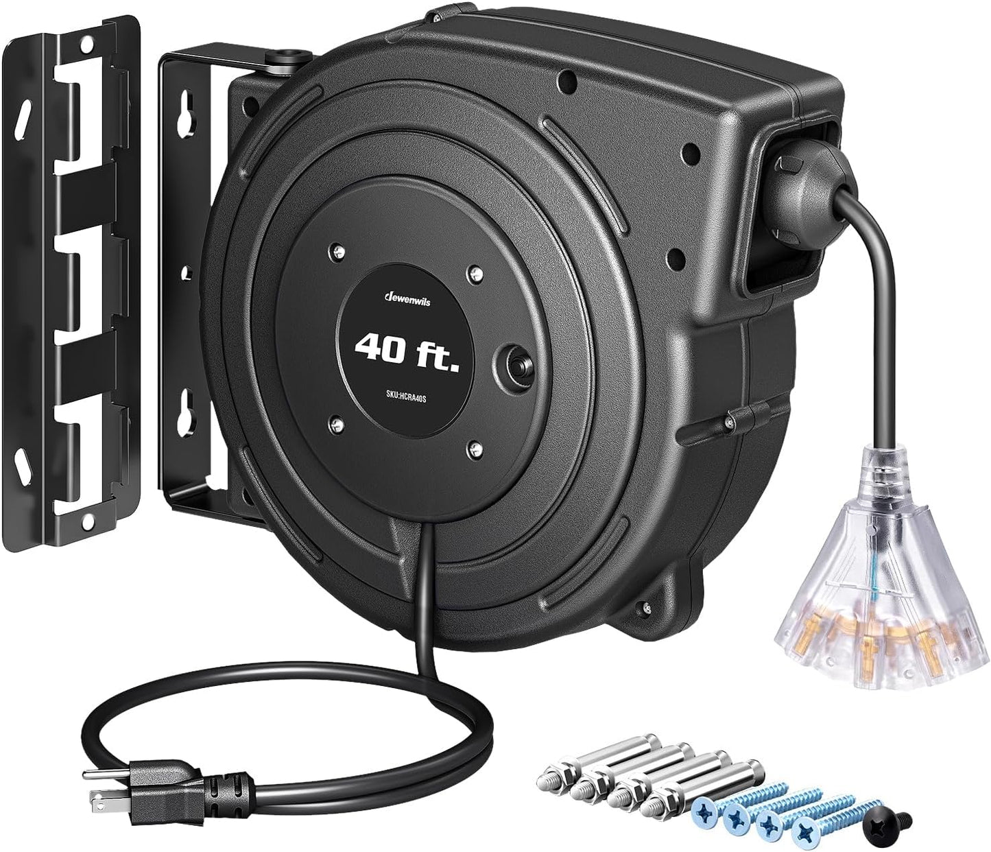 Carrete cable extensión 40pies 12/3AWG SJTOW con luz