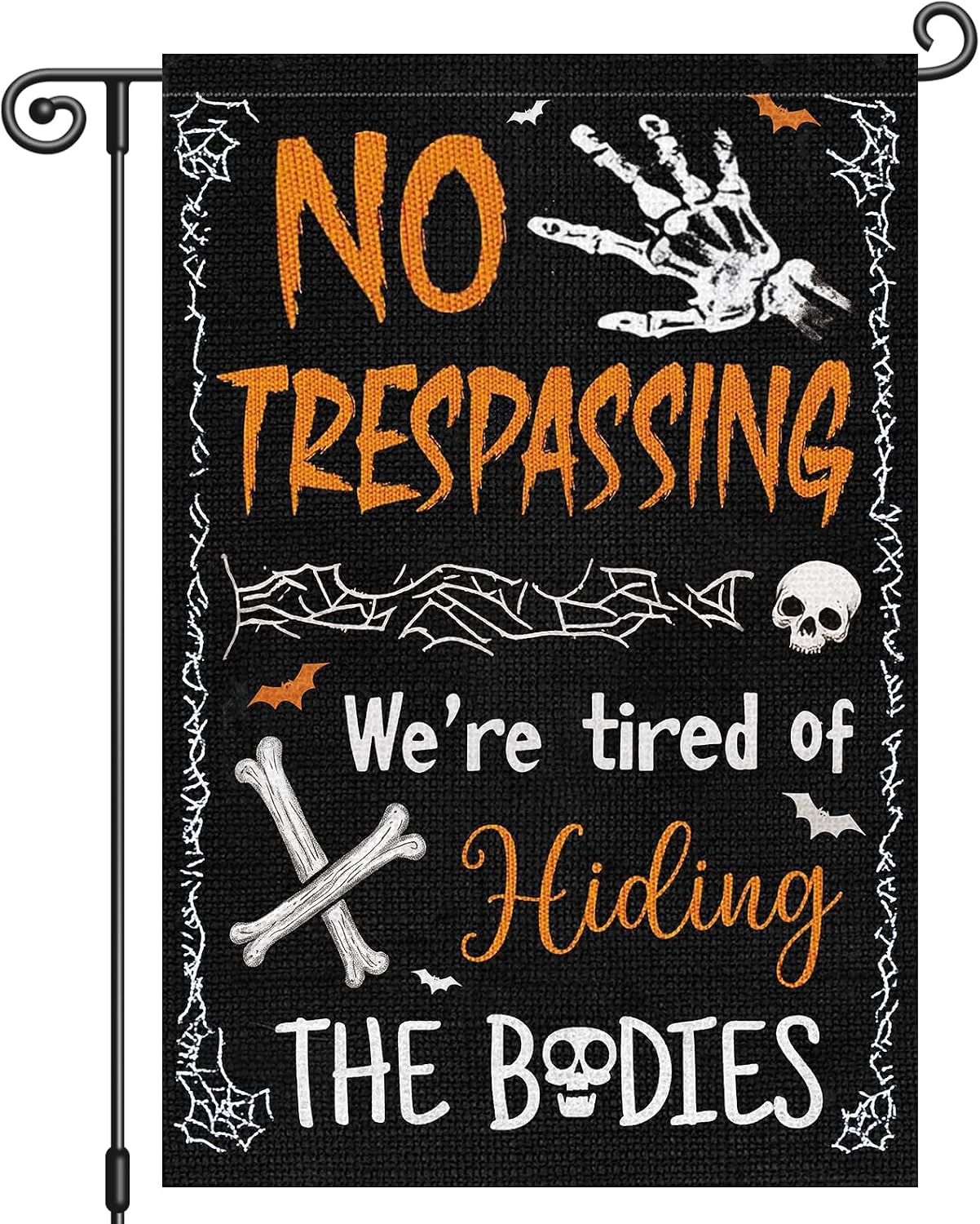 Bandera Halloween no trespassing calavera 12x18pulg arpillera