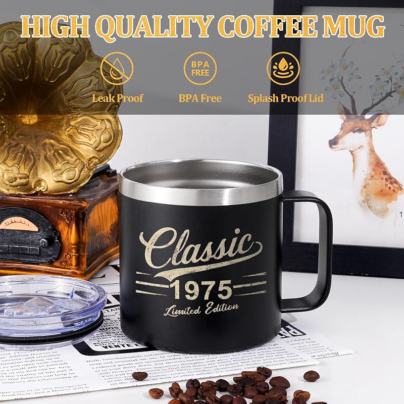 Taza café aislada acero regalo cumpleaños hombres