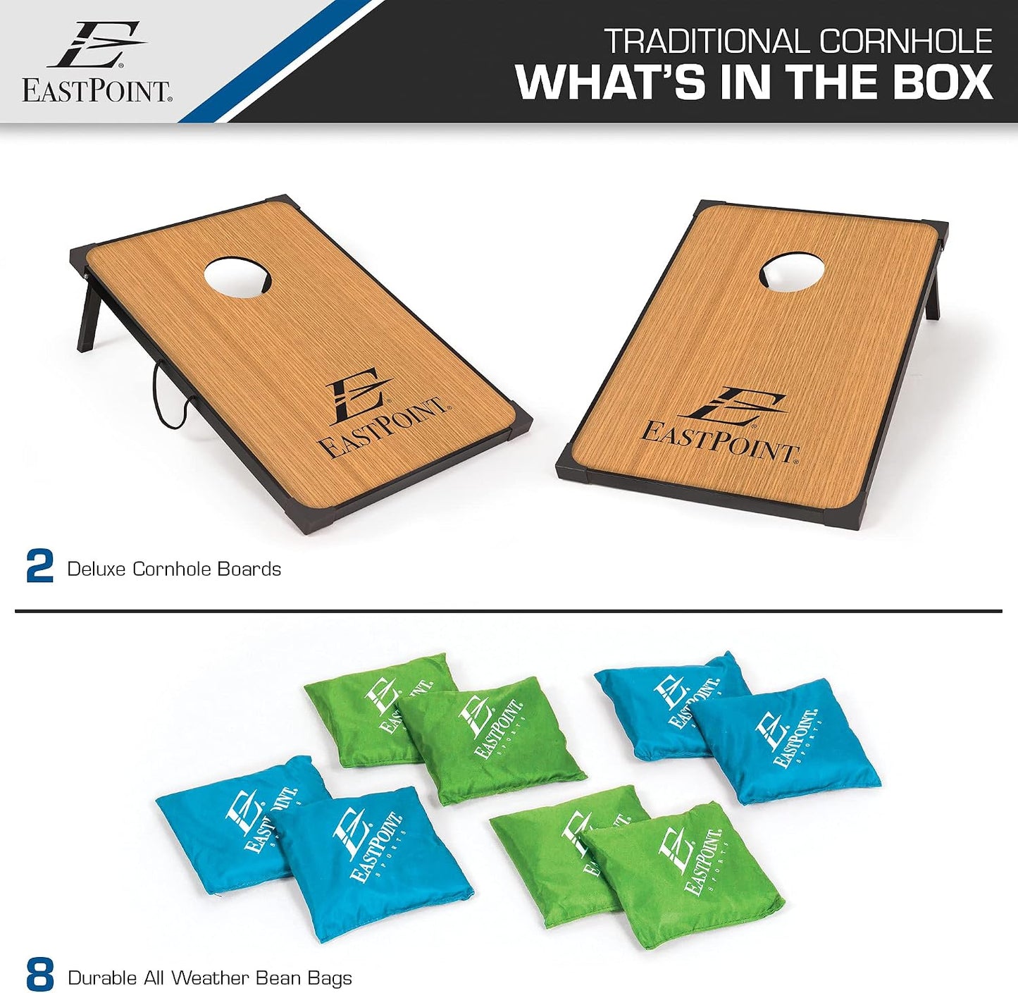 Set Cornhole MDF 2x3pies con asas 8 bolsas prémium