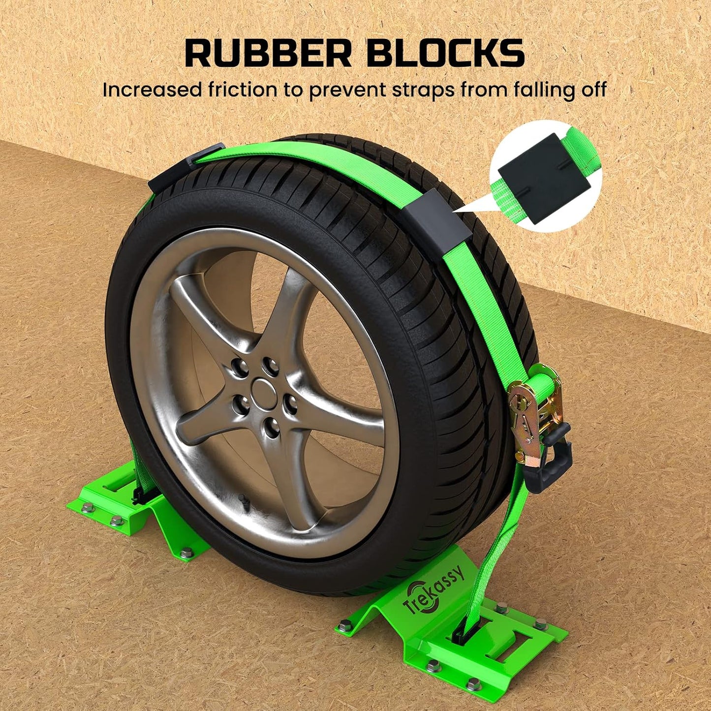 Kit amarre ruedas bloques goma E Track para ATV UTV 4 pzas