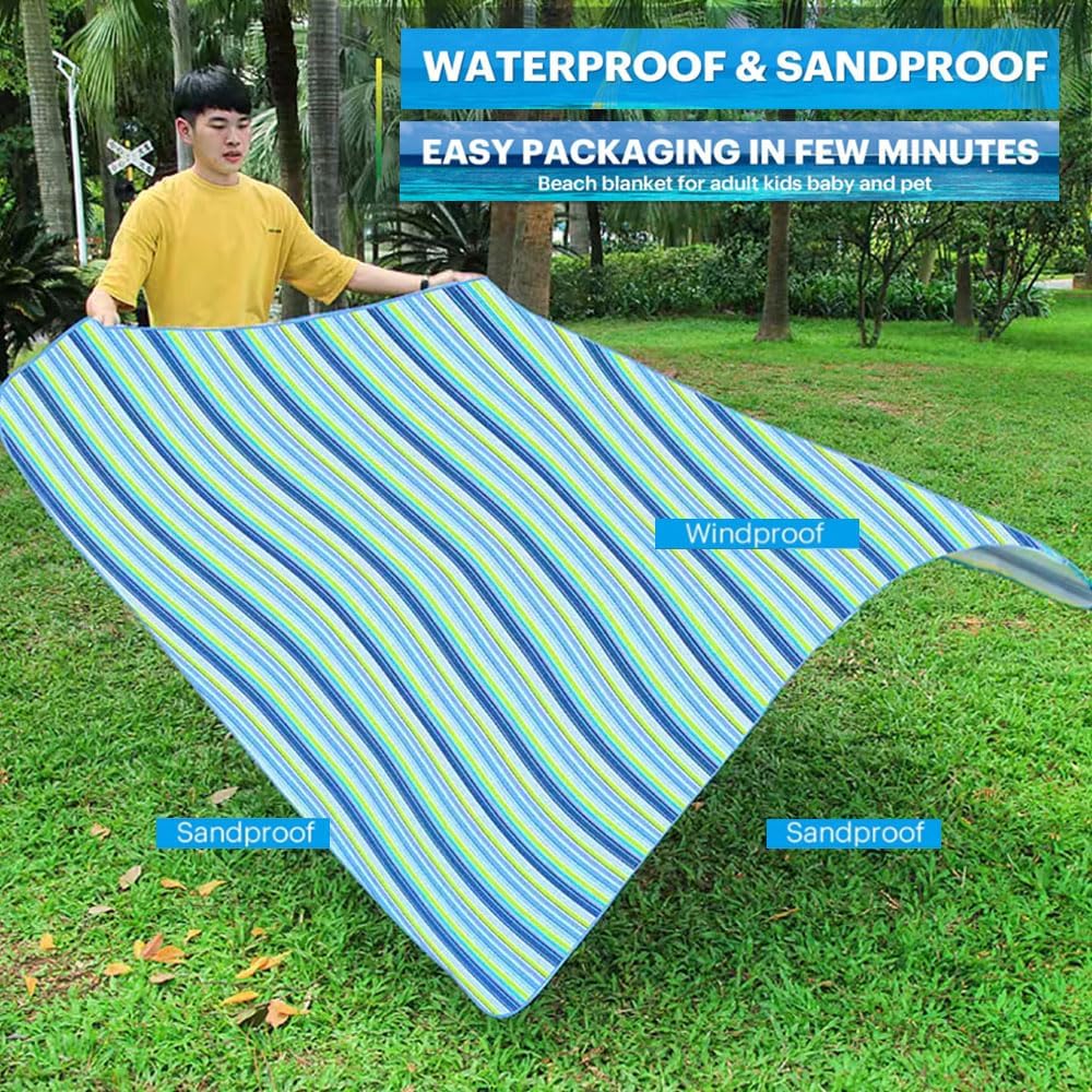 Manta playa extragrande 80x80pulg azul plegable impermeable
