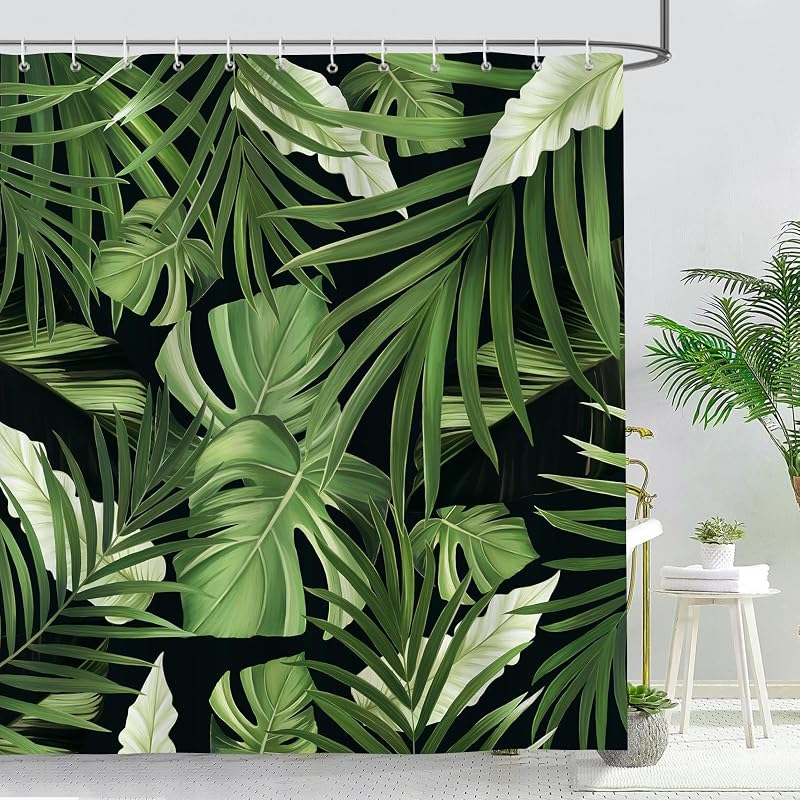 Cortina ducha selva hojas tropicales 72x84pulg impermeable
