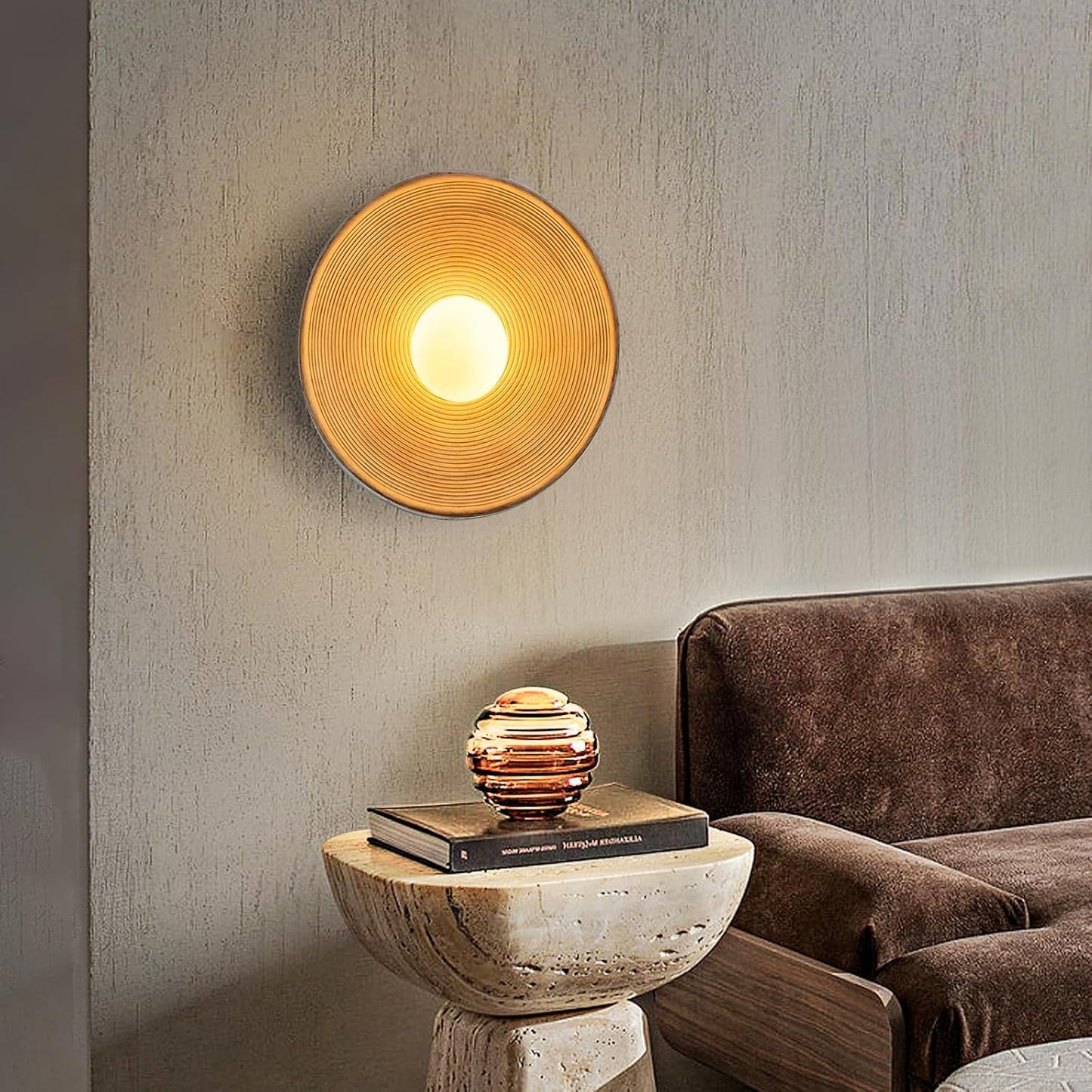 2 Apliques Pared Estilo Wabi-Sabi Resina G4 Luz Cálida