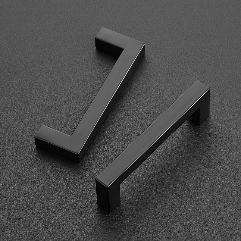 32 Tiradores Cuadrados 3.75" Acero Inox Negro Mate