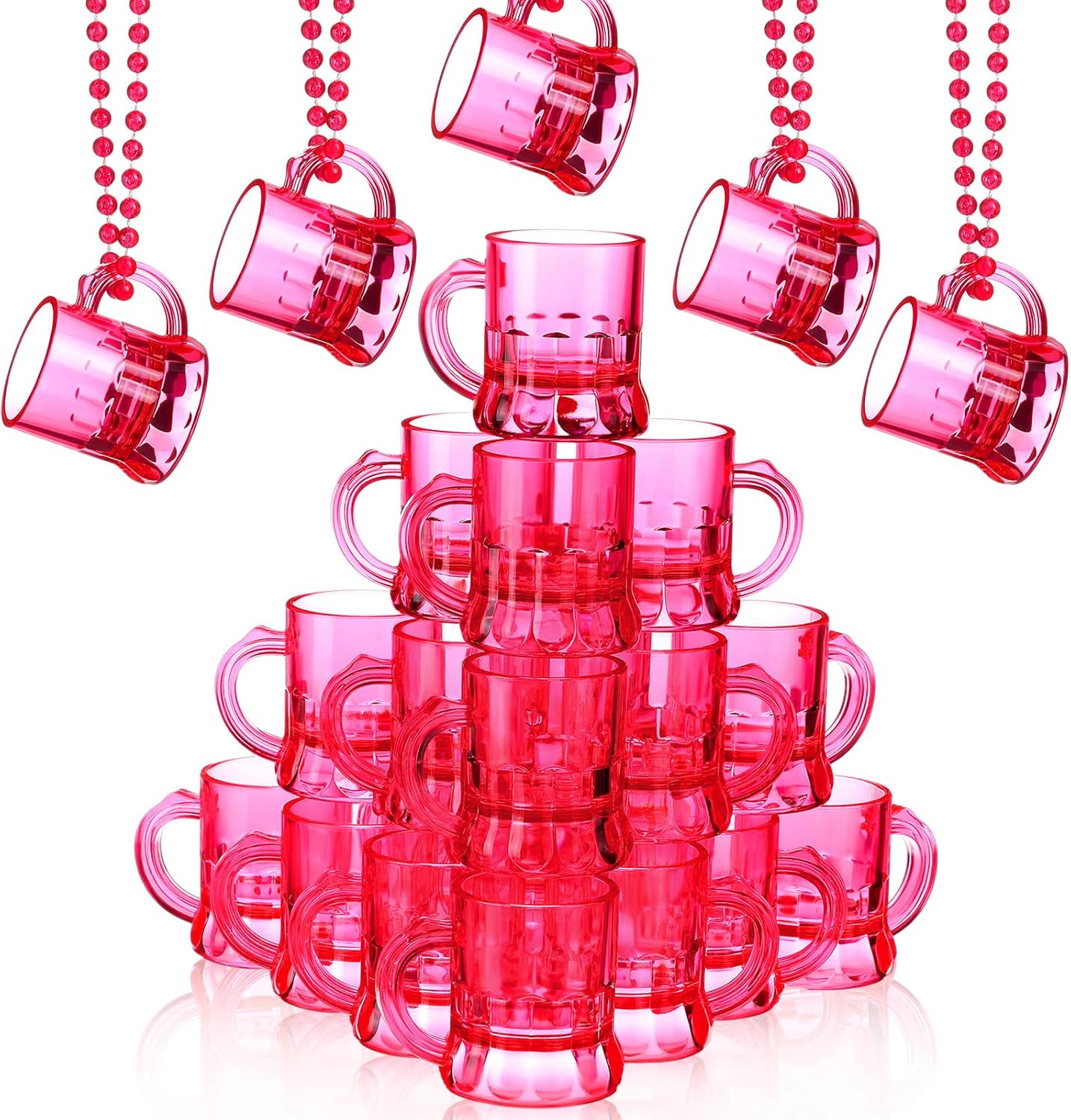 20 Vasos Chupito Plástico 1oz Rosa Asa Fiesta