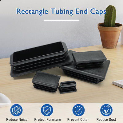 4 Pack Tapones Plástico Tubo Rectangular 1-1/2x1