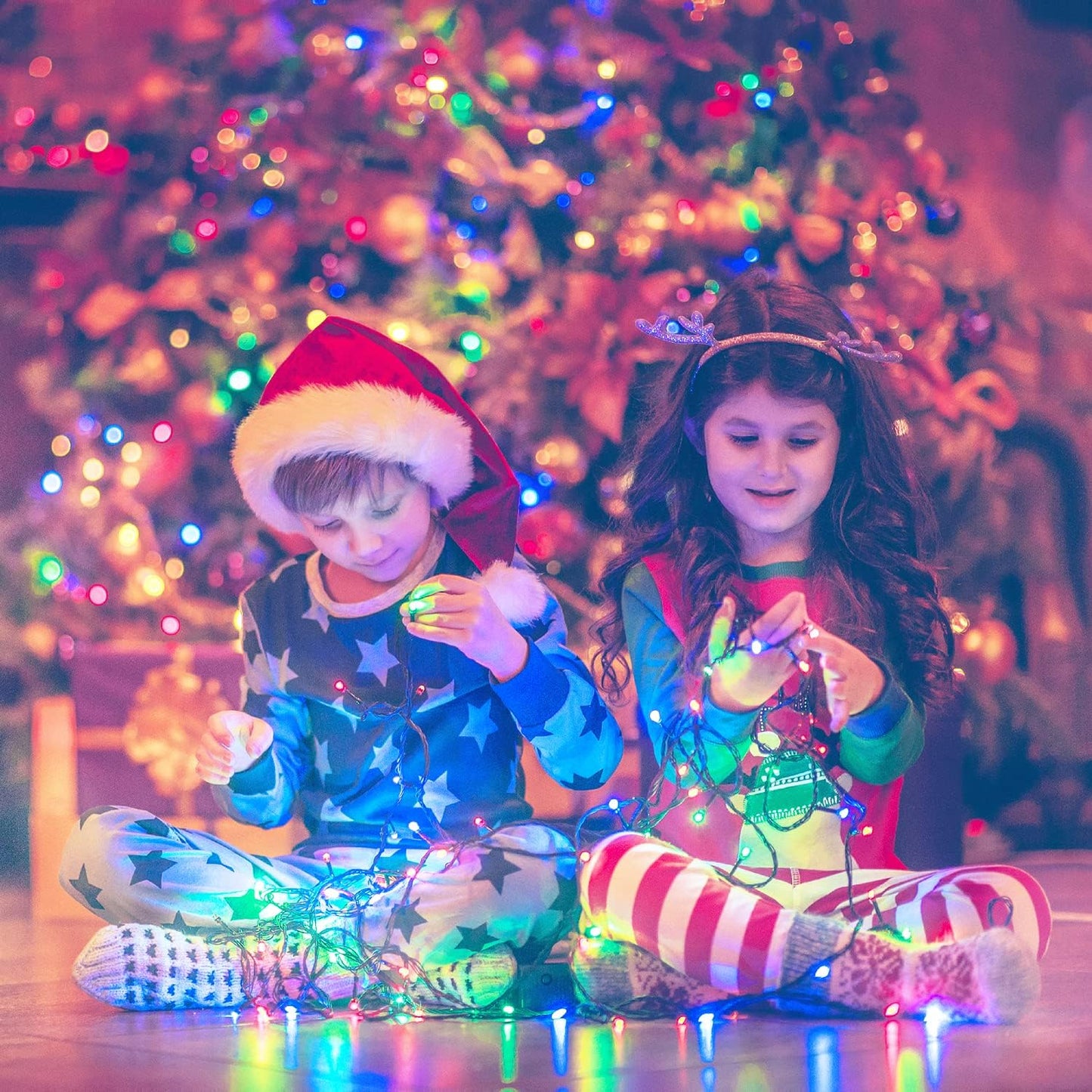 Luces navidad 250 LED 8 modos 91.5pies cable verde impermeables