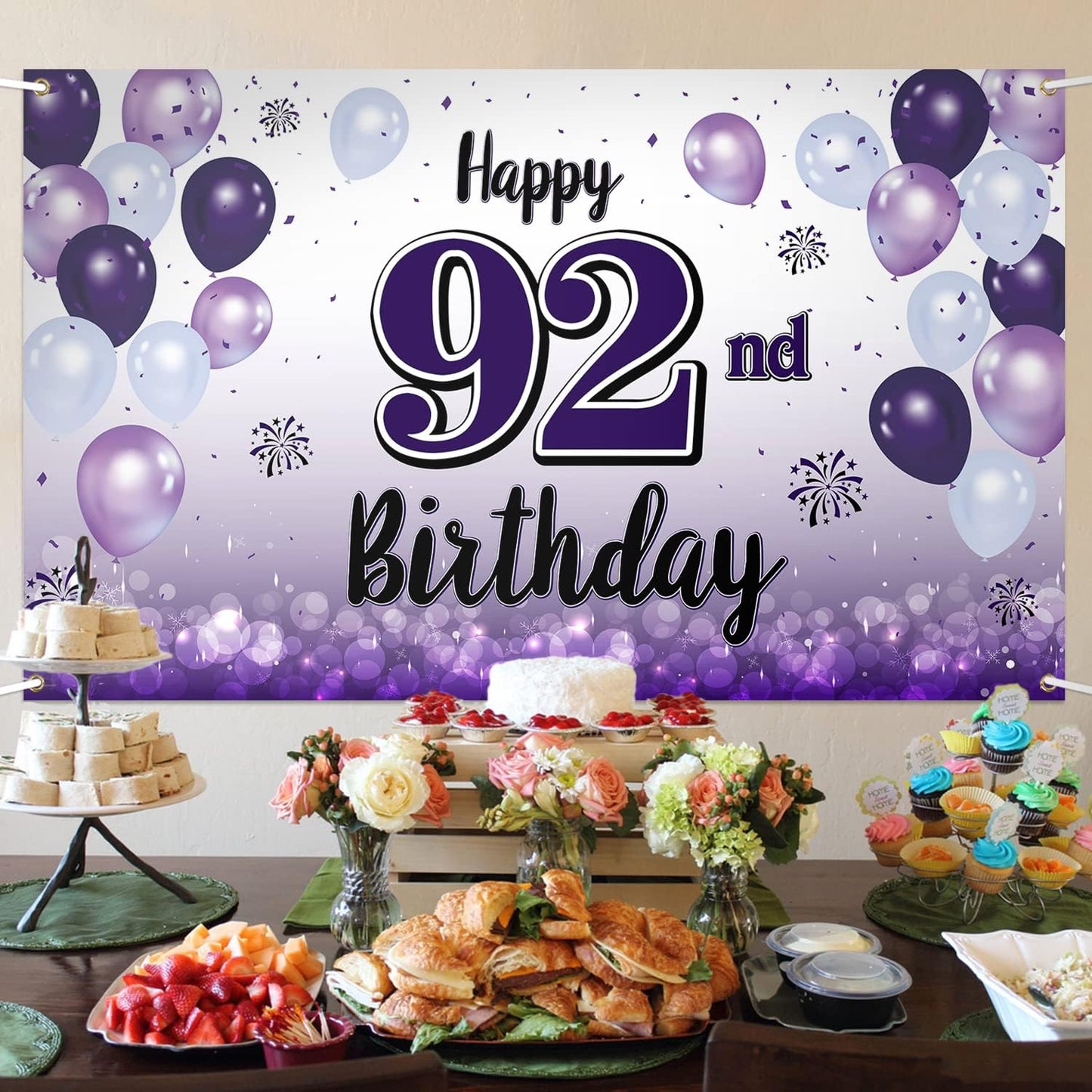 Decoración cumpleaños 92 globo morado grande