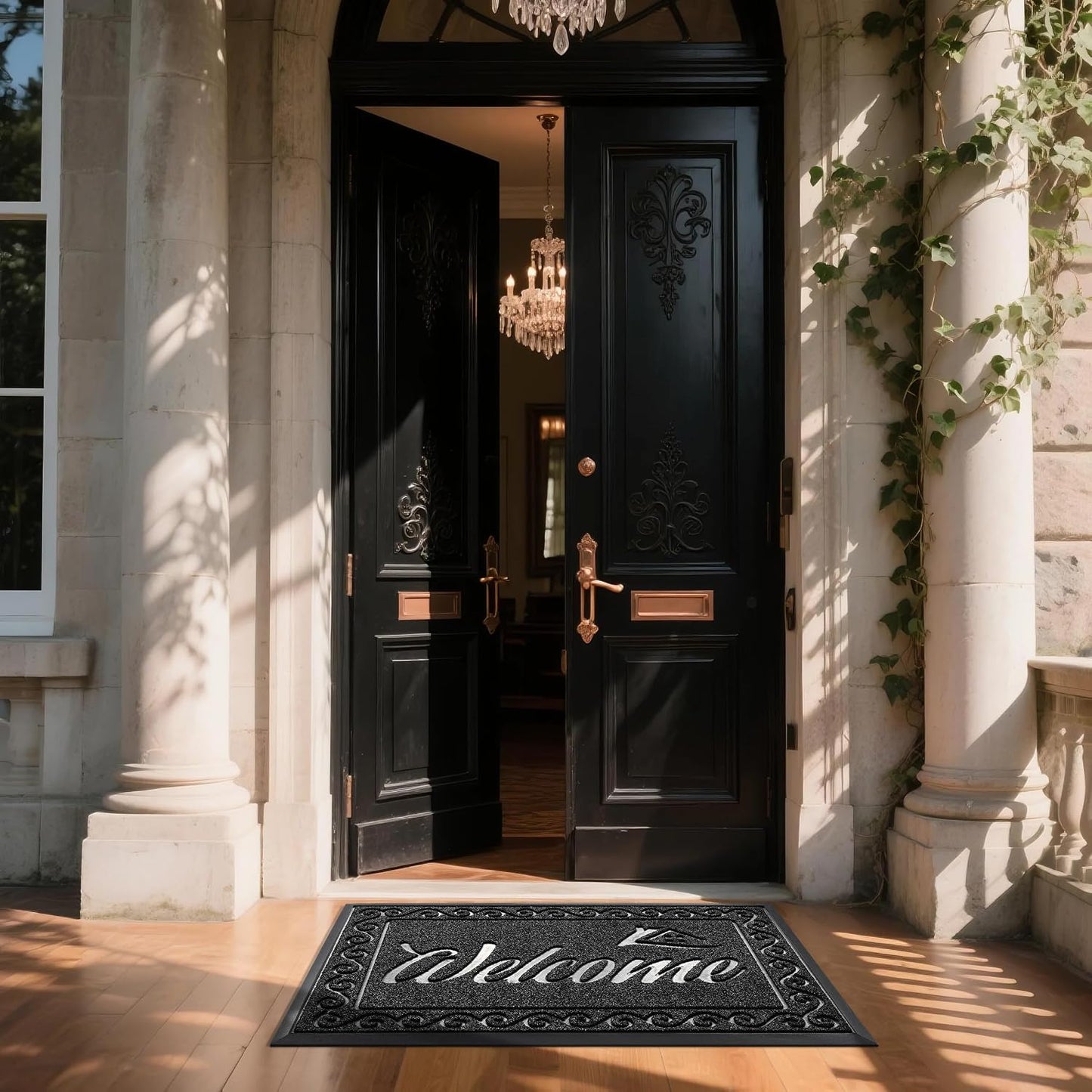 Tapete bienvenida impermeable 47x32" color negro