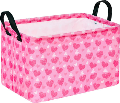Cesta almacenamiento con estampado corazón asas para regalo