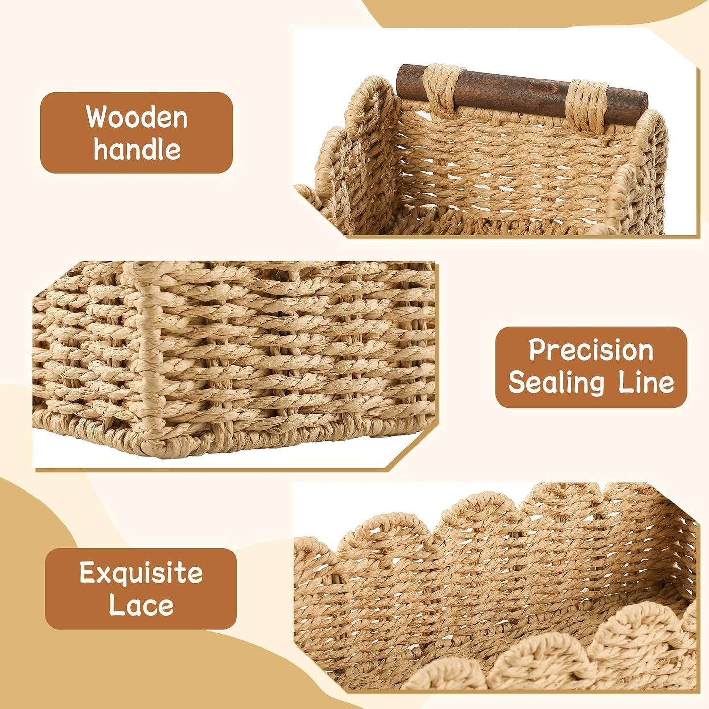 Cesta mimbre almacenamiento papel higiénico baño cocina