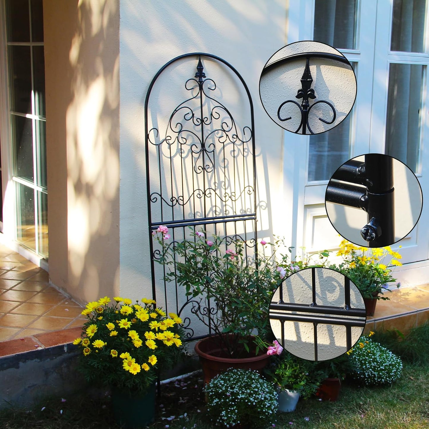 Enrejado jardín metálico 150x55cm resistente decorativo