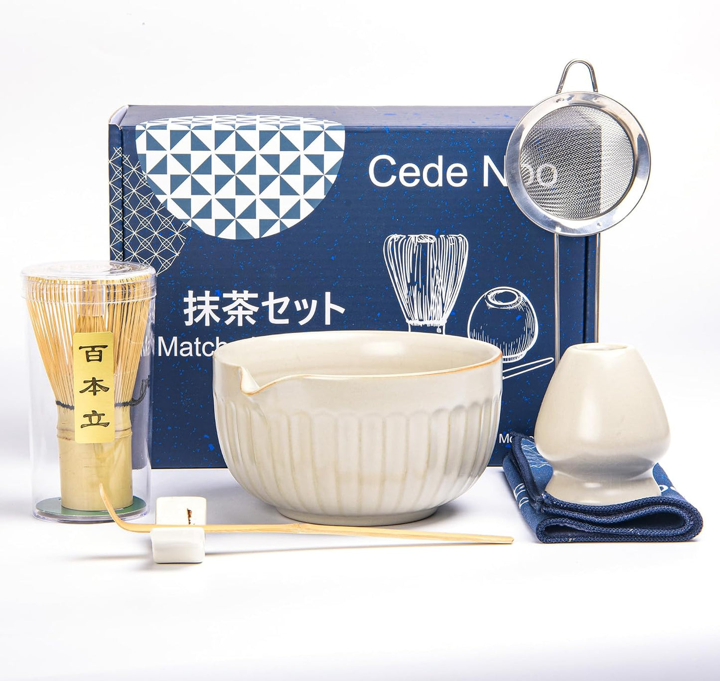 Juego 7 Pzas Batidor Matcha Tazón 18oz Bambú Cerámica