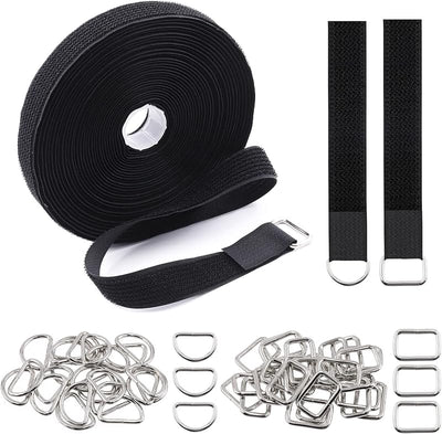 Correas nailon negro con hebillas metal 1x32pies reutilizables