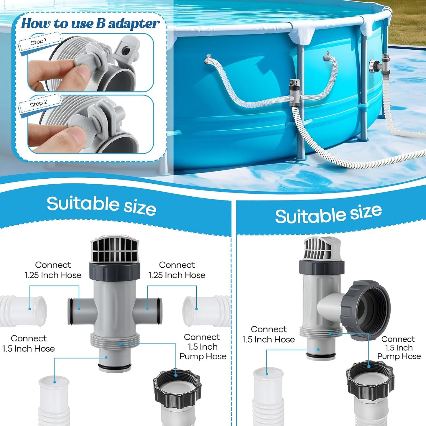 Válvula émbolo manguera piscina Intex Kit adaptador