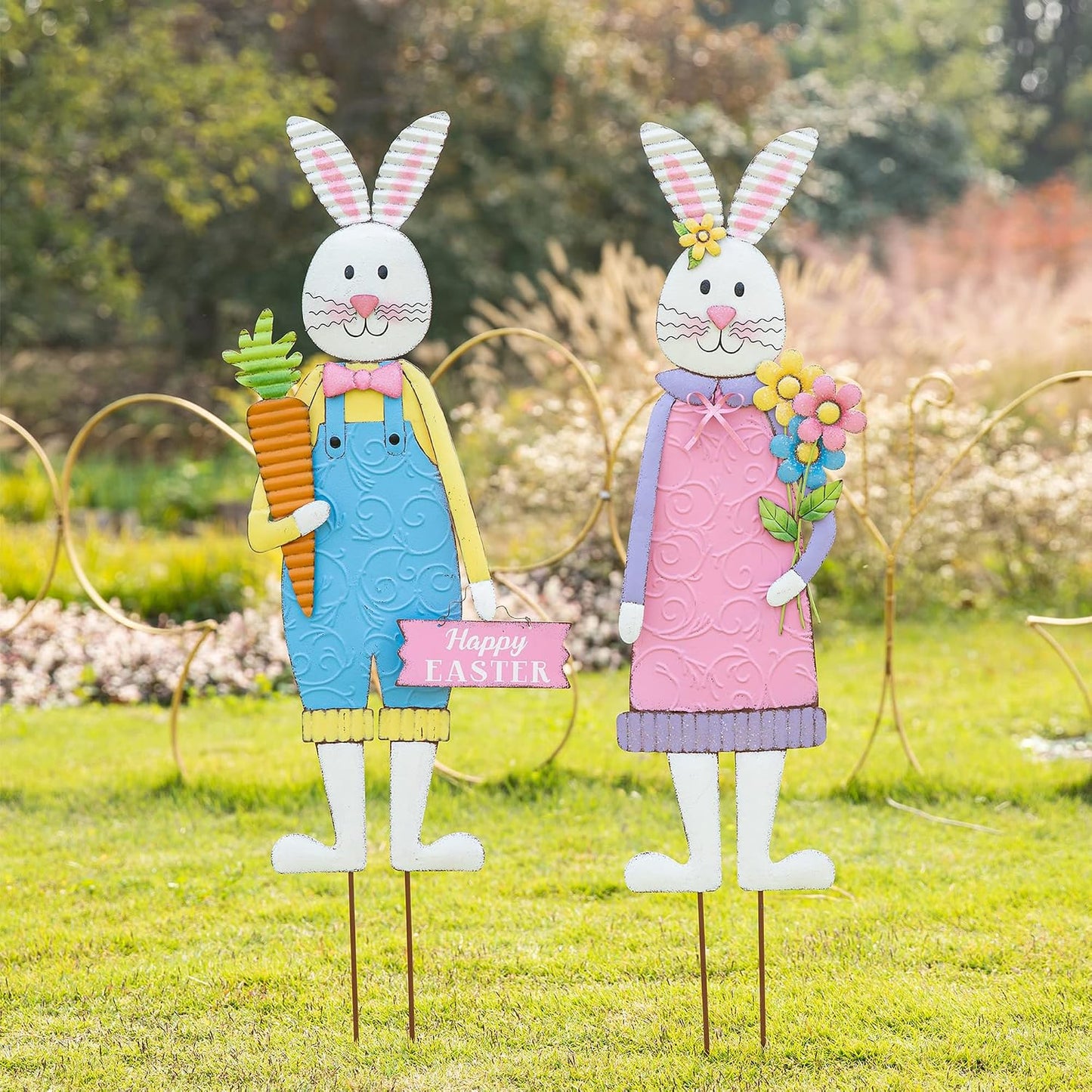 Letreros Pascua patio estacas metal para colgar