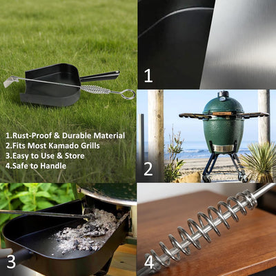 Bandeja de cenizas para huevo verde grande de acero inoxidable 18" con kit de rastrillo para Kamado Joe