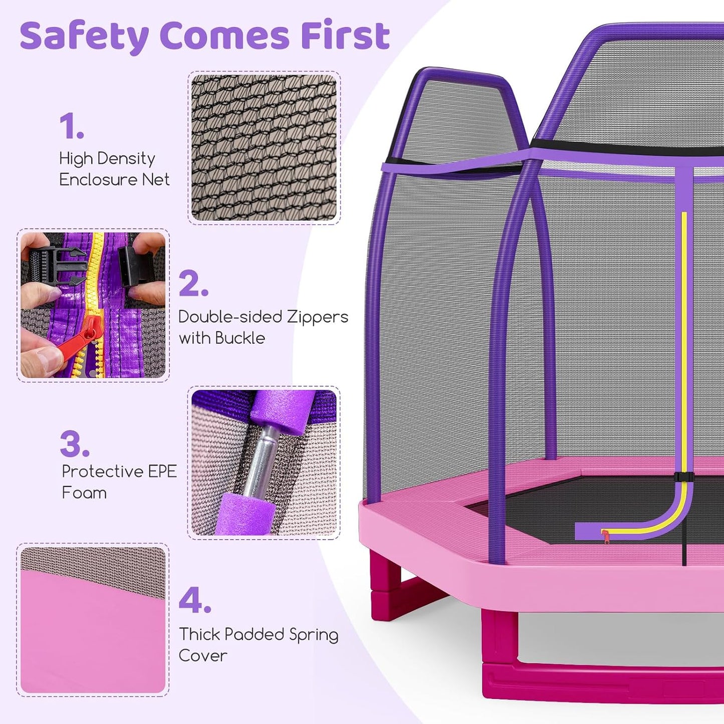 Trampolín para niños 7ft marco acero resistente con red